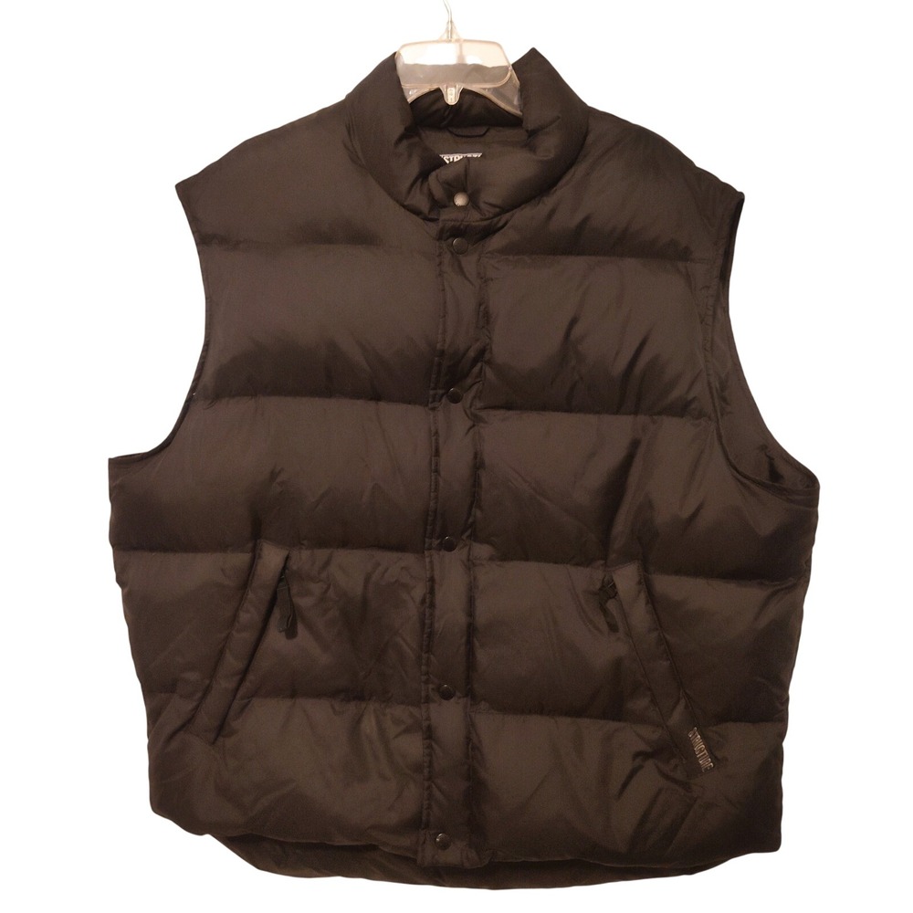 Structure Puffer Vest XL‎ 90s Black Down Fill Quilted Snap Front Mens Outerwear